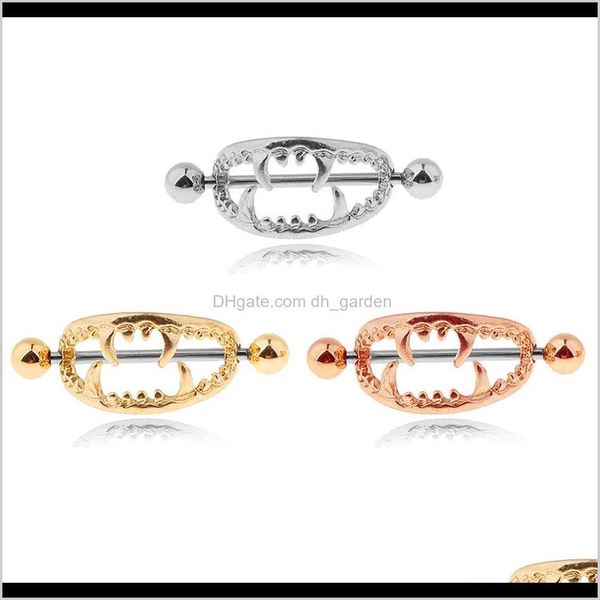 

rings drop delivery 2021 wholesale surgical steel bar ring teeth nipple shield women lady body piercing jewelry kdpvt, Silver