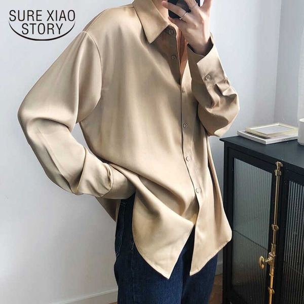 

plus size women clothing office lady shirt female loose vintage chiffon long sleeve blouse white korean clothes 12328 210527