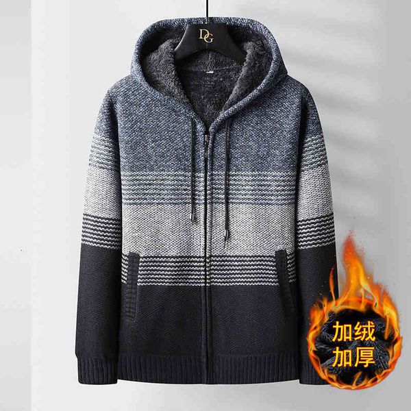 

men's jackets hooded woolen jacket striped casual cardigan s homme men's winter knitted or crocheted thick man's 4jlt, Black;brown