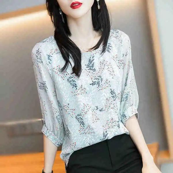 

women's blouses & shirts silk 2021 summer loose half sleeve t-shirt fashion temperament blouse, White