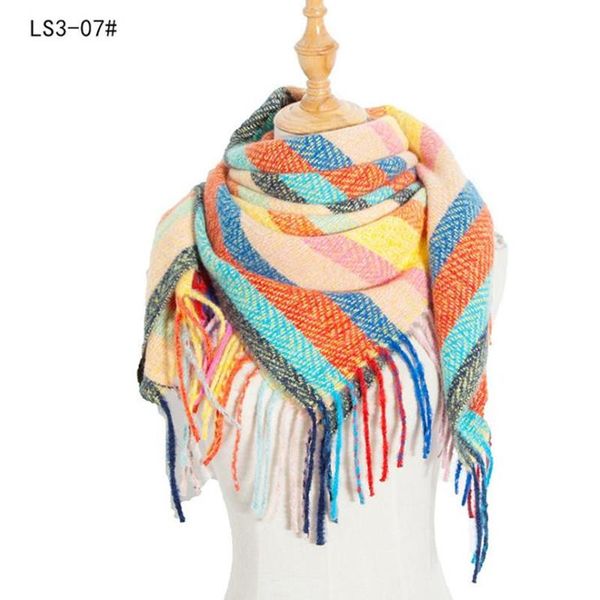

scarves 2021 fashion autumn winter ladies scarf polyester tassel stripe printing square keep warm shawl casual daily, Blue;gray