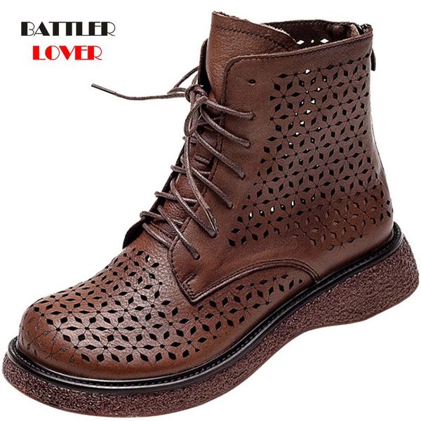 

sandals genuine cow leather for women 2021 summer fashion breathable casual shoes female soft comfortable motor & biker boots, Black