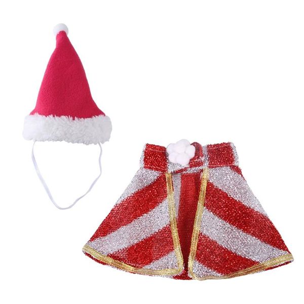 

cat costumes pet christmas costume set adjustable cloak with xmas red hat red/green clothes snowflake/stripes print s/m/l