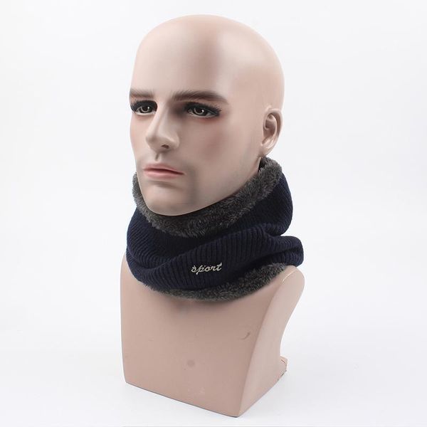 

scarves 2021 autumn winter fleeces scarf knitted fluffy ring for men solid thick warm stretchy muffler collar neck warmer, Blue;gray