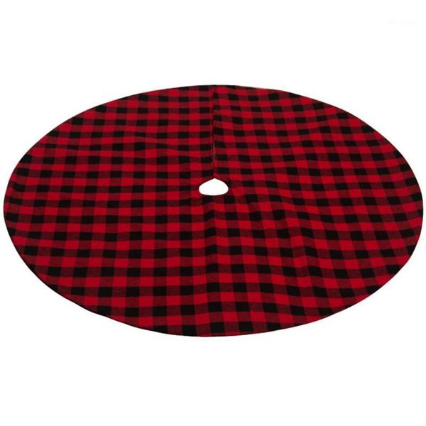 

christmas decorations 1pcs tree skirt plaid fabric carpet xmas floor mat ornaments merry year bottom decoration