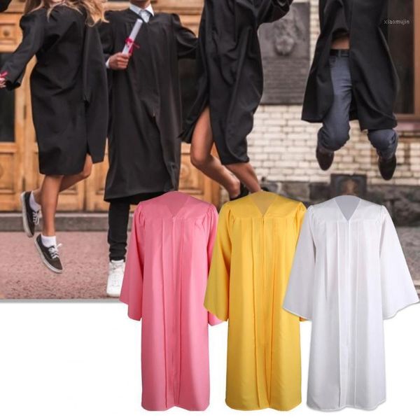 

clothing sets black 2021 graduation gown and tassel doctoral cap bachelor cloak robe cosplay costume for ceremony, White