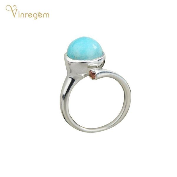

cluster rings vinregem 925 sterling silver amazonite gemstone wedding engagement vintage white gold fine jewelry wholesale drop, Golden;silver