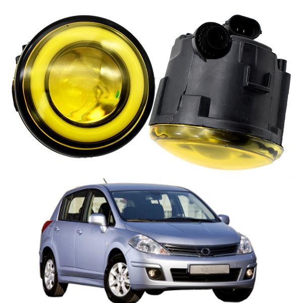 

2 x angel eye fog light assembly for nissan tiida (c11) 2007-2012 car front bumper led drl fog daytime running lamp h11 12v