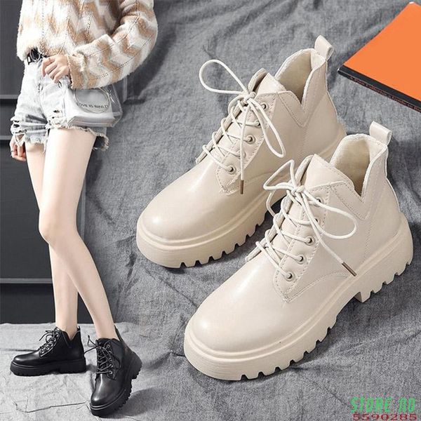 

women pu leather platform ankle boots ladies lace up fashion shoes female cool casual woman winter autumn shoe 2021, Black