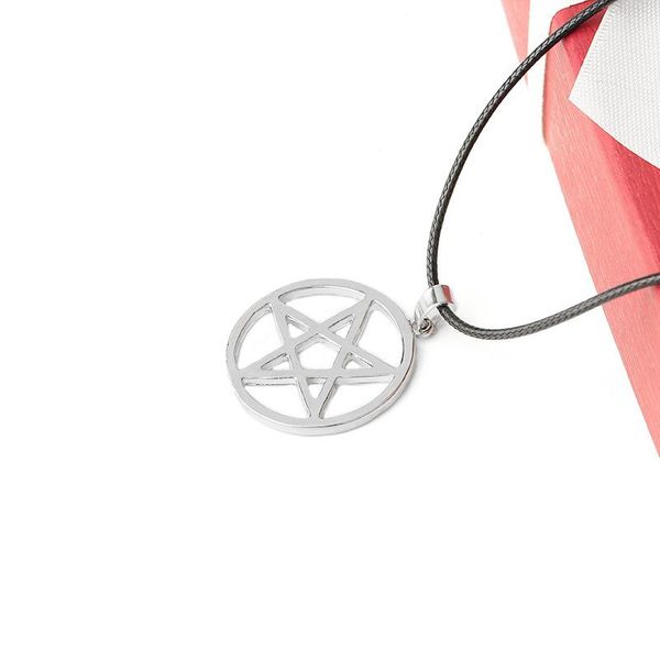 

necklace woman pentagram man black butler pendant ladies jewellery lady jewelry silver color alloy collier necklaces