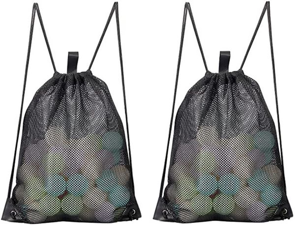 

5pcs stuff sacks women nylon mesh black large capacity protable sport drawstring bag