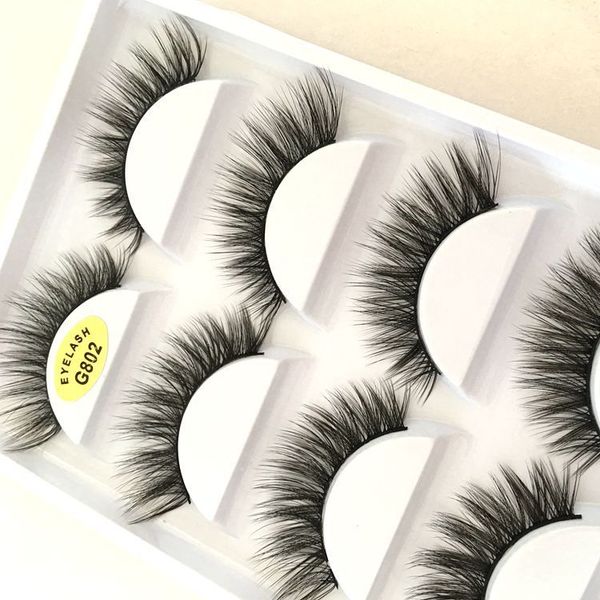 

makeup 5 pairs set false eyelashes 3d mink lashes soft thick eyelash g800 crisscross winged natural long no fall off