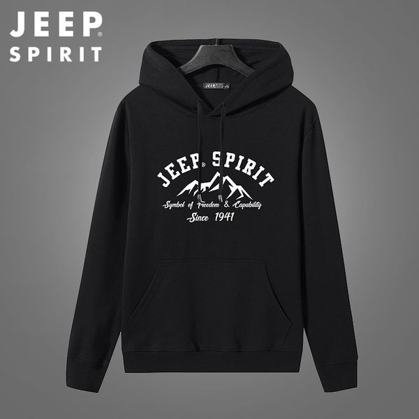 

jeep spirit long sleeve t-shirt round neck loose sweater pullover bottomed shirt men's autumn hd65004, Black