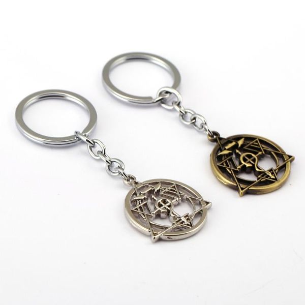 

keychains ms jewelry fullmetal alchemist keychain magic circle key ring holder chaveiro car anime men women chain pendant, Silver