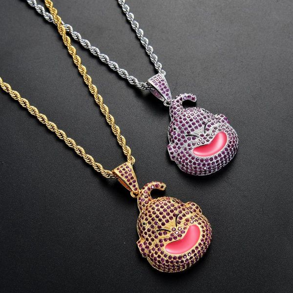

pendant necklaces anime dbz fat majin buu boo cute cartoon gilded iced out cubic zircon necklace 24'' chain charms bling hip hop j, Silver