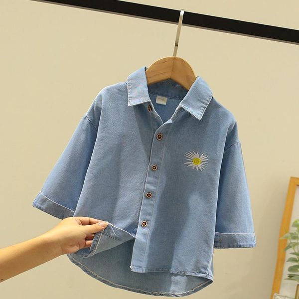 

coat dx03485 girls little sunflower denim windbreaker, Blue;gray