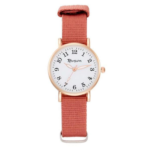 

luxury simple design girl dress watch women men quartz clock rainbow nylon band ladies luminous pointer casual ally student wristwatch, Slivery;brown