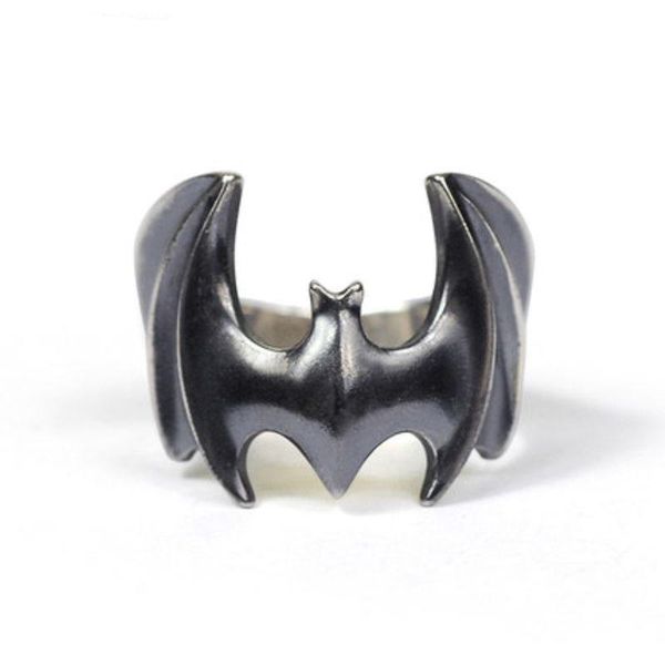 

cluster rings silver bat pattern domineering exaggerated male ring cold wind no inlay niche design craftsmanship opening adjustable jewelry, Golden;silver