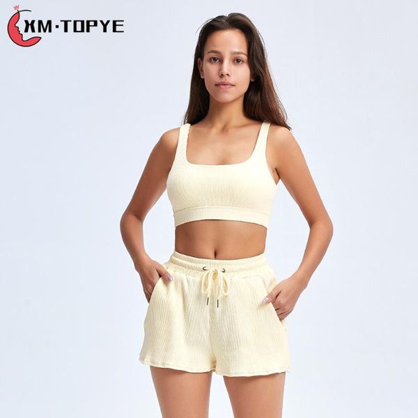 

gym clothing women 2 piece sport suit ribbed yoga set casual solid sportwear cotton pullover crop shorts workout clothes, White;black