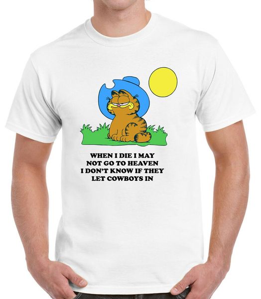 

when i die i may not go to heaven garfield t-shirt, White;black