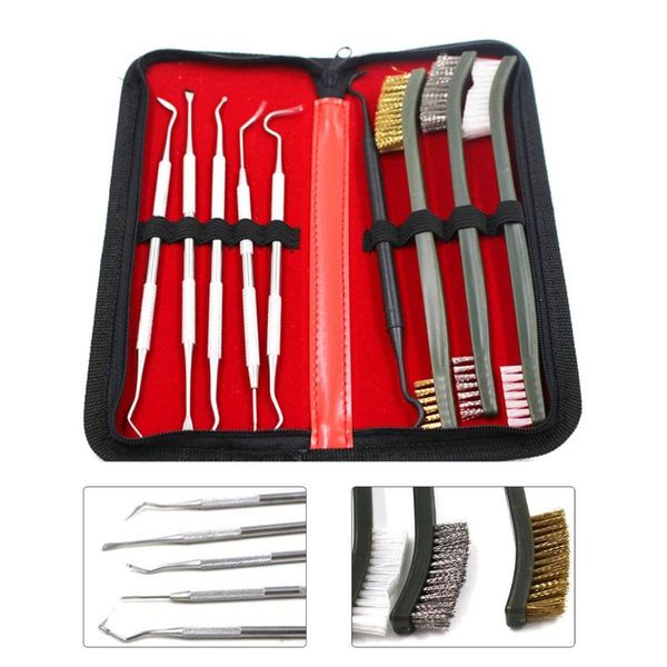 

car sponge 9pcs small cleaning kit universal pick pipe brush accessories parts set with carrying case dropship