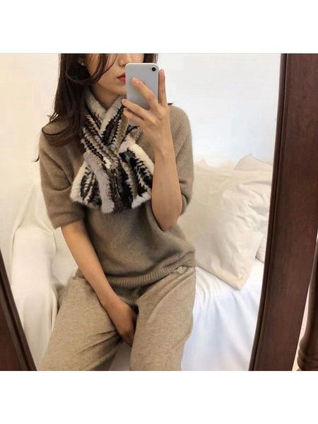 

scarves real fur collar scarf versatile shawl mink winter style fashion, Blue;gray