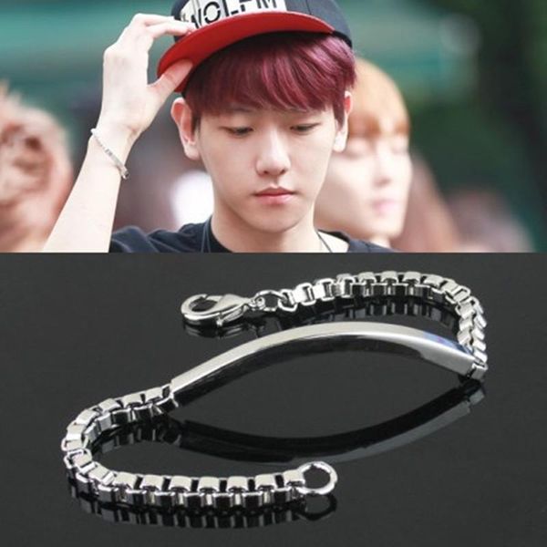 

charm bracelets kpop baekhyun chain bracelet men jewelry pulsera, Golden;silver