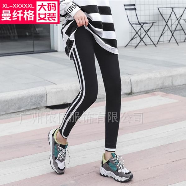 

women's pants & capris spring and summer style xl-5xl black thin section small stretch leggings, Black;white