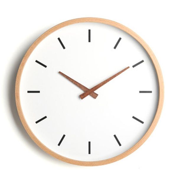 

wall clocks nordic simple clock wood round mute living room bedroom quartz office home decoration