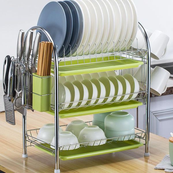 

stainless steel dish rack drain shelf bowl plate drying kitchen organizer storage holder & organization