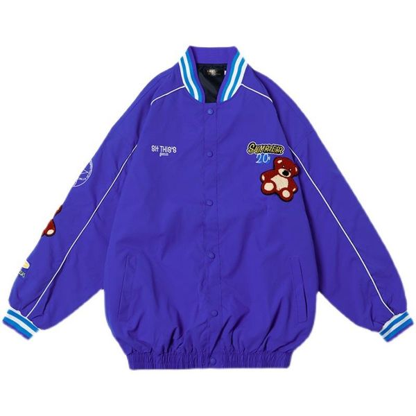 

women's jackets coat 2021 baseball jacket spring and autumn american retro high street bear embroidered harajuku, Black;brown