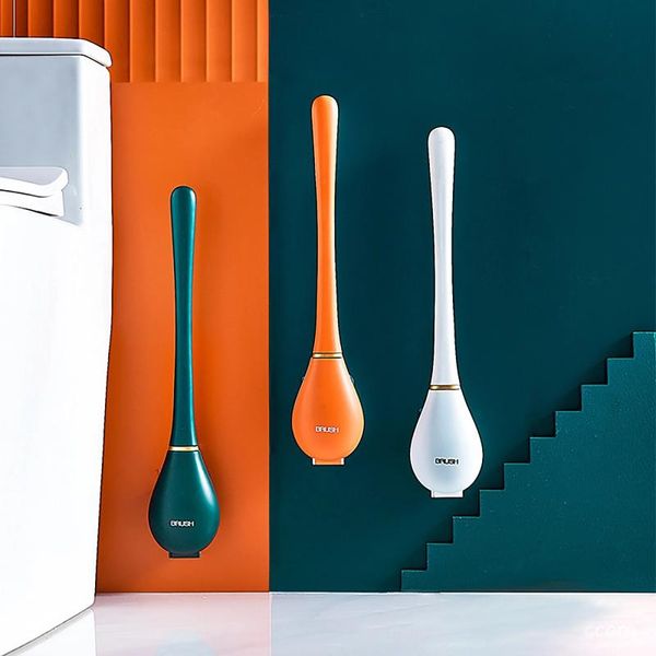 

bath accessory set creativity silica gel toilet brush automatic open and close good-looking hanging on the wall bathroom cleaning