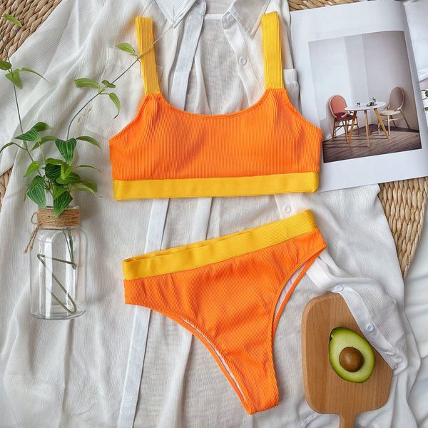 

women swimsuit swimwear female high waist bikinis bandage patchwork brazilian bikini set biquini bathing suit womenb