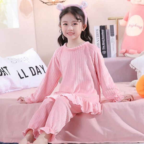 

pajamas winter flannel children's set girls thicken autumn cute pijamas kids coral fleece cartoon sleepwear for boys pjs suit, Blue;red