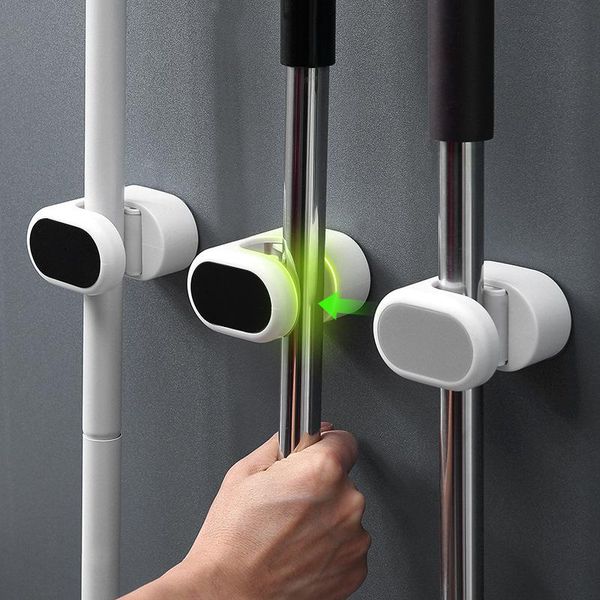 

hooks & rails abs/pp nordic style kitchen bathroom organizer broom hanger waterproof 1pcs wall mounted mop holder for household