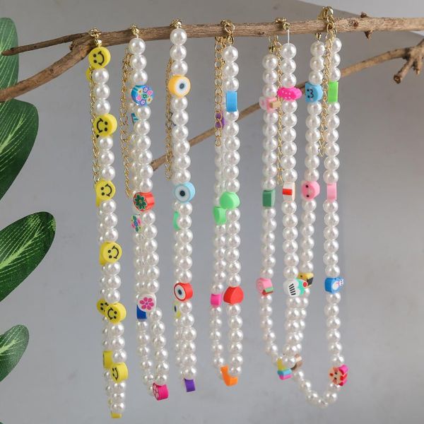 

chokers 2021 korean sweet colorful little daisy acrylic flowers boho bead clavicle necklaces for women girls jewelry choker, Golden;silver