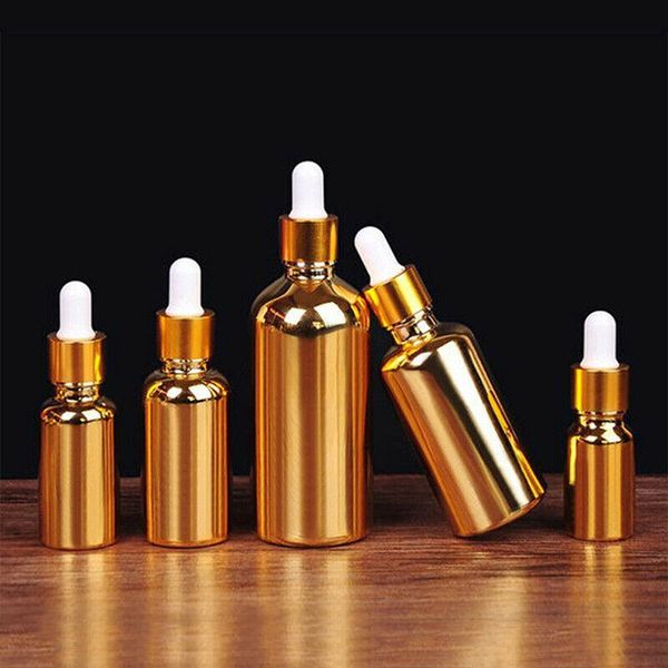 

10-100ml gold glass liquid essential pipette refillable bottles empty spray bottle travel storage & jars