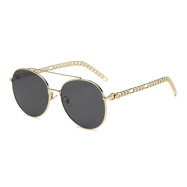 

outdoor eyewear 2021 round border double beam sunglaasses women retor chain temple metal material sun glasses men vintage shades gafasuv400