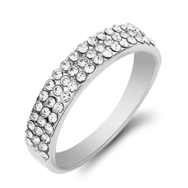 

wedding rings crystal three rows alloy for women engagement design white elegant female bridal jewelry gift trendy, Slivery;golden