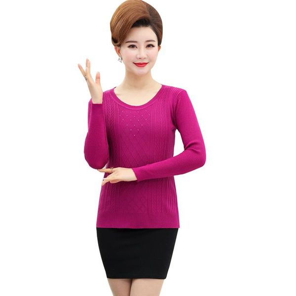 

women's sweaters mother loaded spring women 2021 low collar bottoming shirt sweater female middle-aged slim knitted casual, White;black