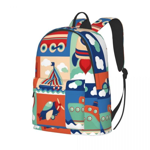 

backpack cartoon airplane aerostat sail yacht 2021 bag fashion travel school shoulder