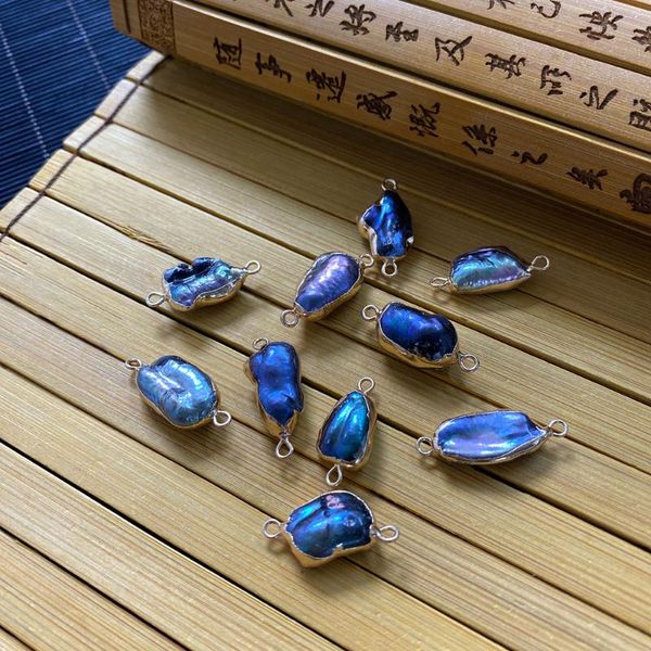 

charms natural freshwater pearl pendant black irregular shape gold edge diy exquisite jewelry decoration creative material wholesale, Bronze;silver