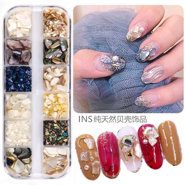 

natural shell abalone slice water drill pearl rivet nail accessories box decoration mixed diy art decorations, Silver;gold