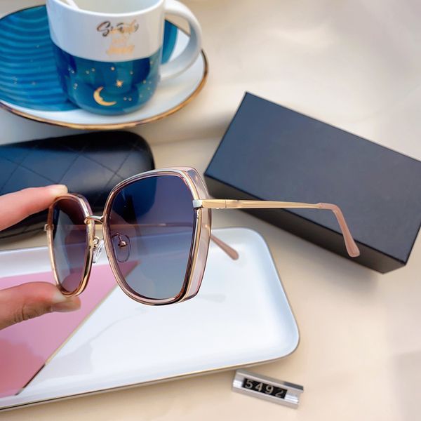 

designer 2021 new women's polarized sunglasses trend sunglasses fashion big frame thin face tr90 glasses 5492, White;black