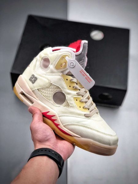 

vintage high-breathable basketball shoes ow white red men sneakers size40-45