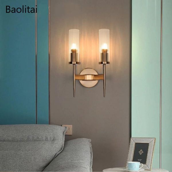 

american glass led wall lamp living room el engineering single head double postmodern bedroom bedside aisle light