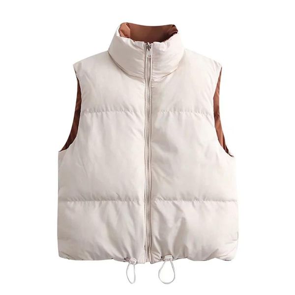 

women's vests dylqfs 2021 autumn women elegant double-sided streetwear vest female vintage stand collar zipper casual waistcoat thin ch, Black;white