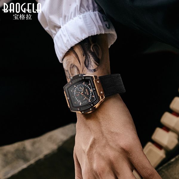 

watch baogela bucket type men's multi function sports quartz, Slivery;brown