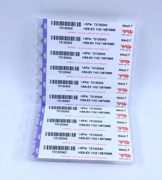 

hand tools t2120 series original korea yg hss-ex spiral flute taps for aluminum cnc tool m2-m24 10pcs/lot