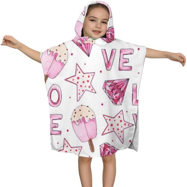 

towel valentine pattern kids hooded bath for children